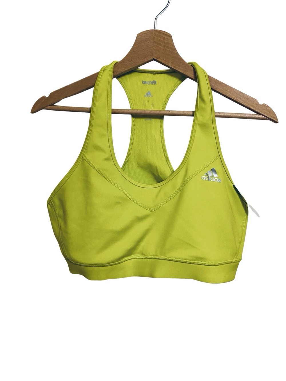 NWT Adidas Techfit Racerback Sports Bra Neon Lime Green Yellow XL